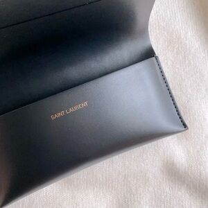 SAINT LAURENT BLACK SUNGLASSES CASE 58 mm YSL EYEWEAR Gold EMPTY
